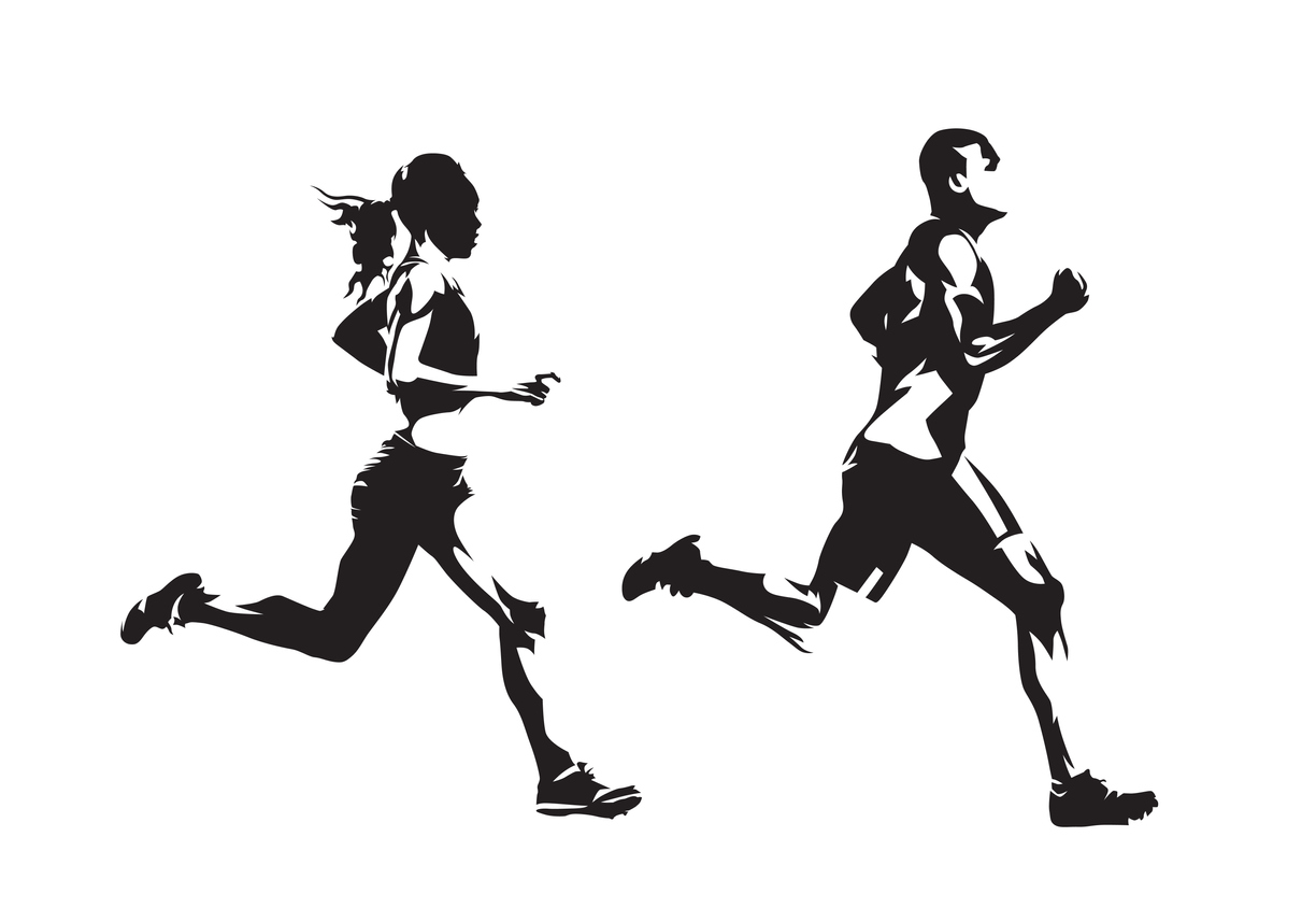 Sketch of a man and woman running in Bellingham, Washington.